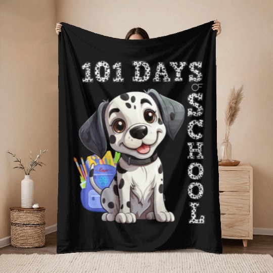 Dabbing Dog's 101 School Days: A Spotty Comedy! Throw Blankets