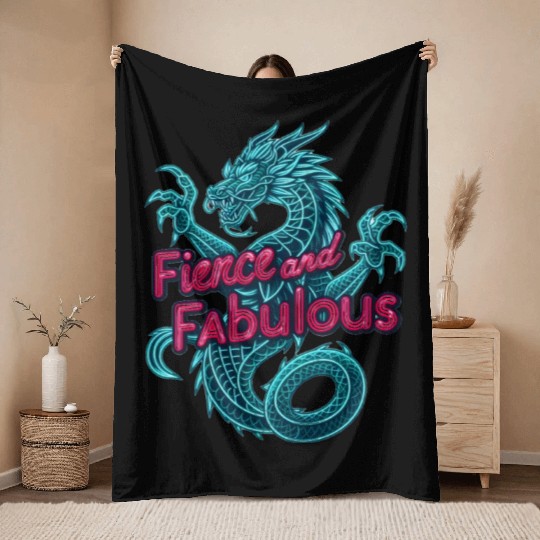 Dragon: Fierce and fabulous Throw Blankets
