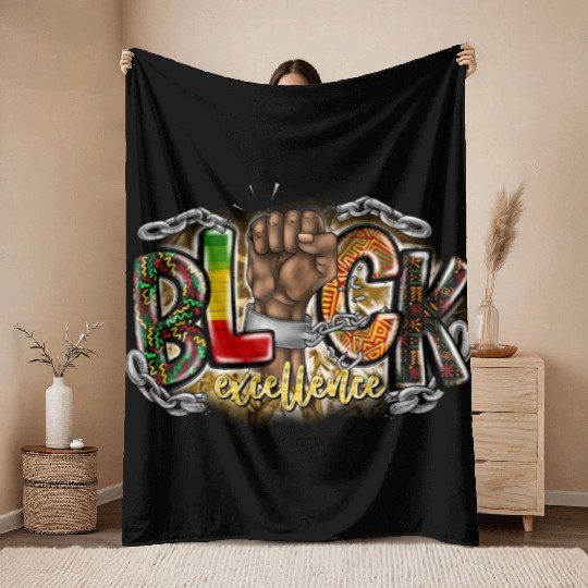 Black Excellence Throw Blankets