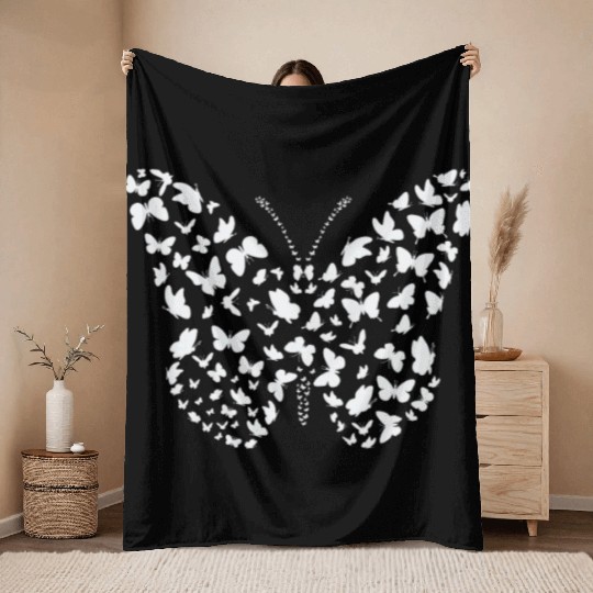Butterfly Butterflies Insect Silhouette Throw Blankets