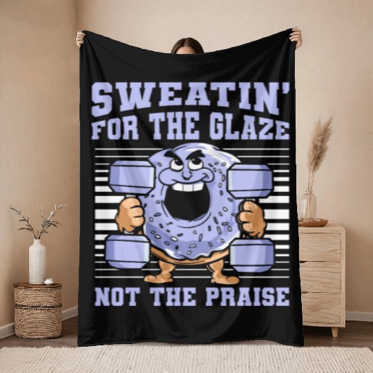 Fitness Donut Funny Donut Gym Throw Blankets