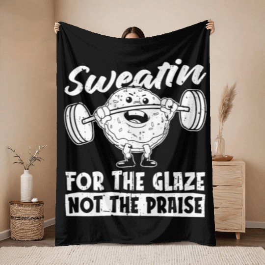 Fitness Donut Funny Donut Gym Throw Blankets