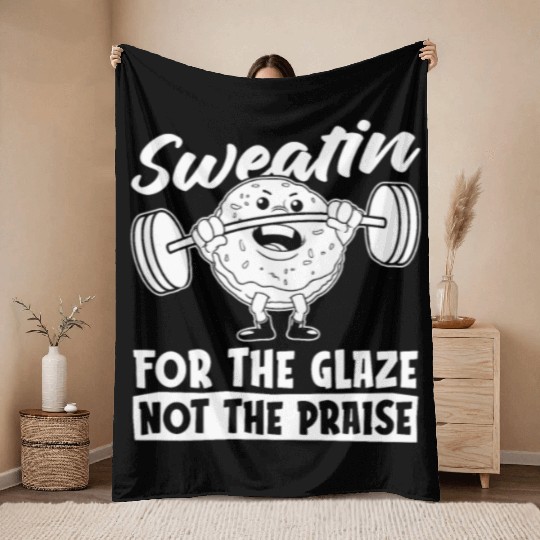 Fitness Donut Funny Donut Gym Throw Blankets