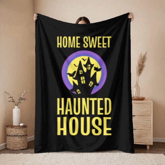 Home Sweet Haunted House Ghost Hunter Throw Blankets
