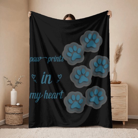 paw prints in my heart Throw Blankets