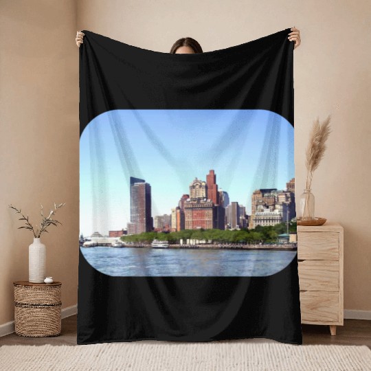Manhattan NY - Manhattan Skyline on a Clear Day Throw Blankets