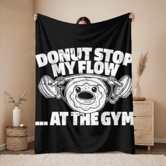 Fitness Donut Funny Donut Gym Throw Blankets