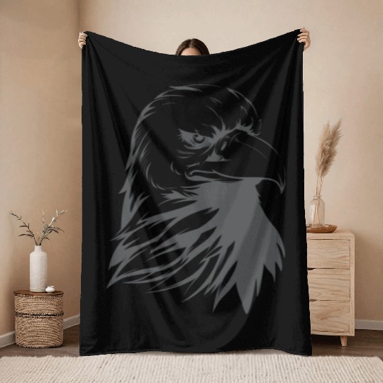 Bald Eagle Silhouette Throw Blankets