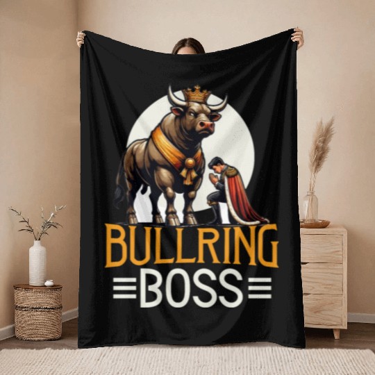 Rodeo Bull Riding Livestock Show Farmer Cattle Throw Blankets