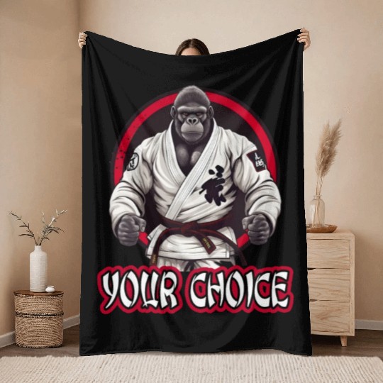 Martial Arts Gorilla BJJ Fighter Jiu-Jitsu Throw Blankets