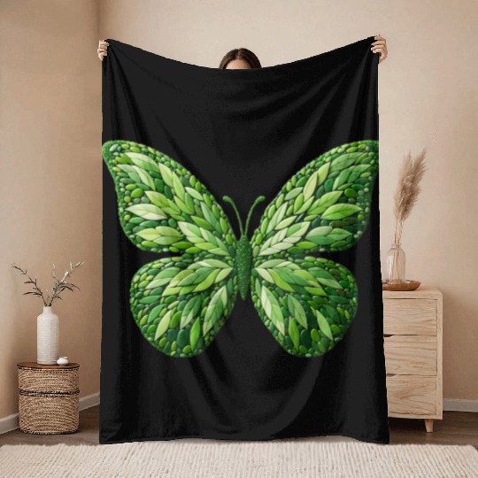 Verdant Leafwing Monarch Butterfly Throw Blankets