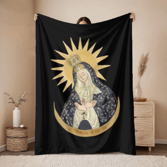 Mary of the Gate of Dawn Catholic Throw Blankets