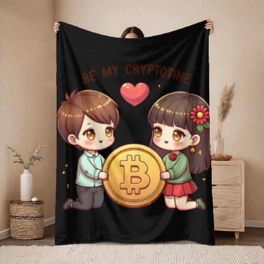 Be My Cryptotine: Adorable Bitcoin Couple Throw Blankets