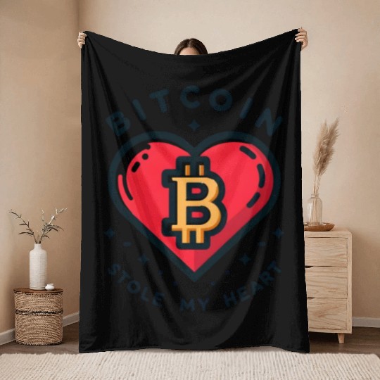 Bitcoin Stole My Heart Love Affair Throw Blankets