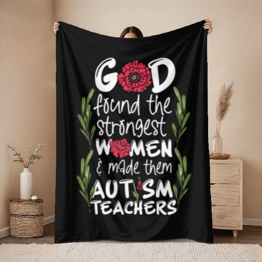 Woman Autism Teacher Throw Blankets