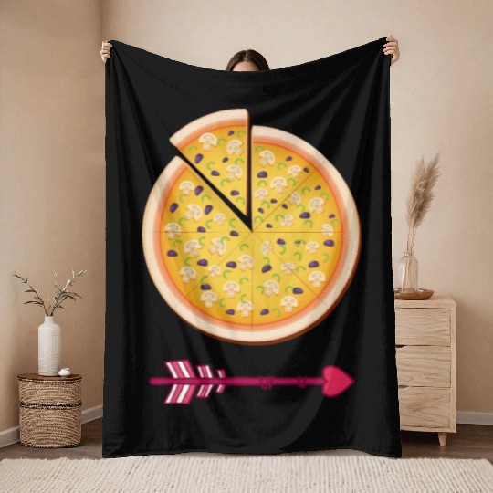 PIZZA is my valentine - Arrow Pointing Left Throw Blankets