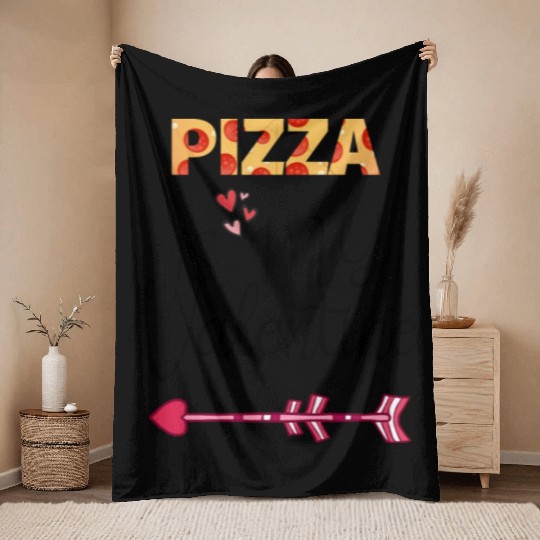PIZZA is my valentine - Arrow Pointing Right Throw Blankets