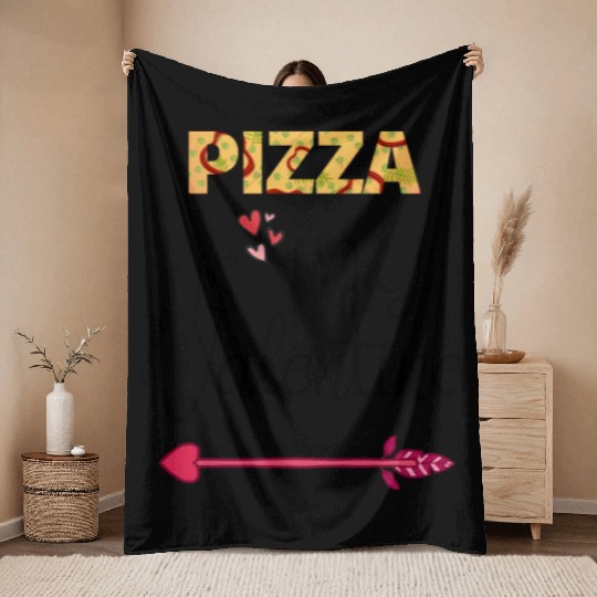 PIZZA is my valentine - Arrow Pointing Right Throw Blankets
