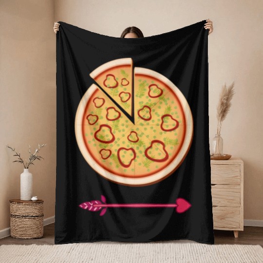 PIZZA is my valentine - Arrow Pointing Left Throw Blankets
