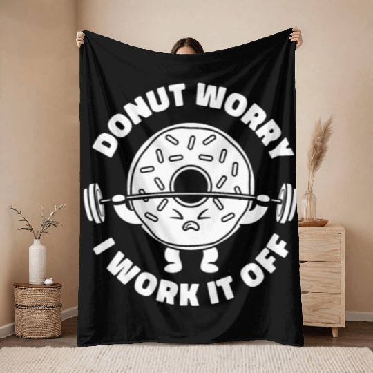 Fitness Donut Funny Donut Gym Throw Blankets