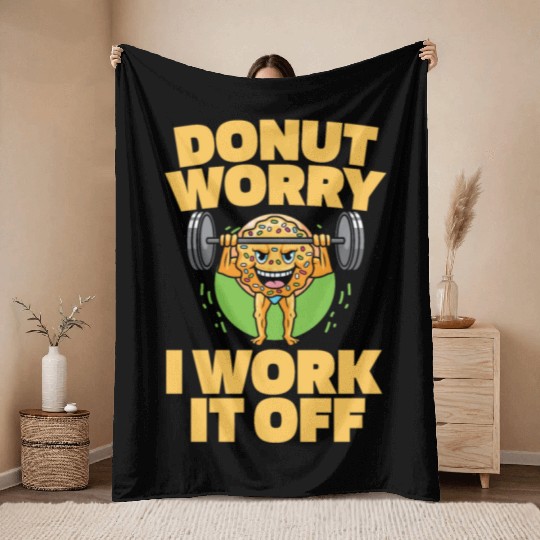 Fitness Donut Funny Donut Gym Throw Blankets