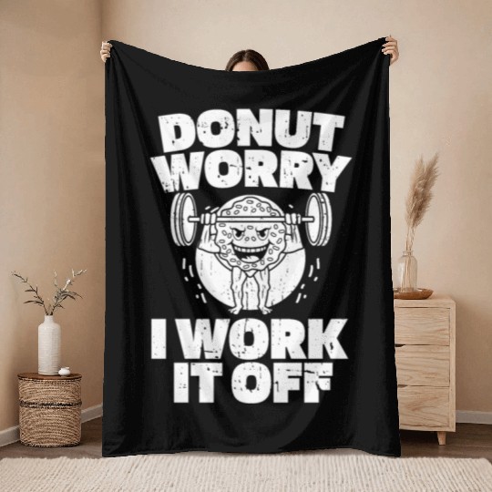 Fitness Donut Funny Donut Gym Throw Blankets