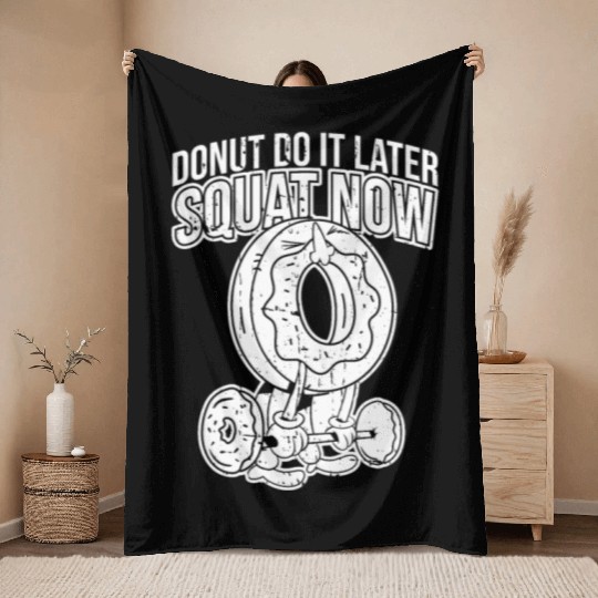 Fitness Donut Funny Donut Gym Throw Blankets