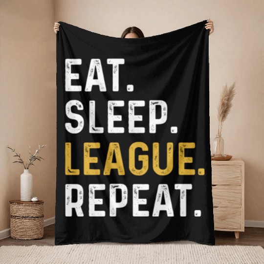 Eat Sleep League Repeat Sports Game Gaming Gift Throw Blankets