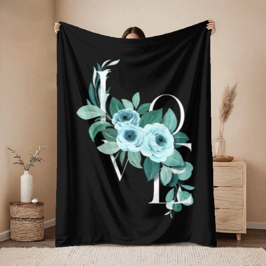 A Teal Rose Love Affair Throw Blankets