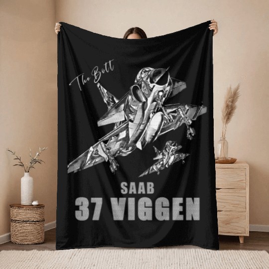 Saab 37 Viggen Swedish Multi Combat Aircraft Throw Blankets
