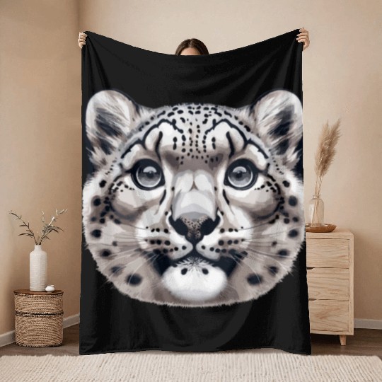 Snow Leopard Leopard White Leopard Throw Blankets