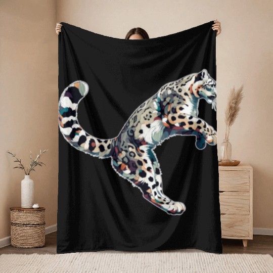 Snow Leopard Leopard White Leopard Throw Blankets