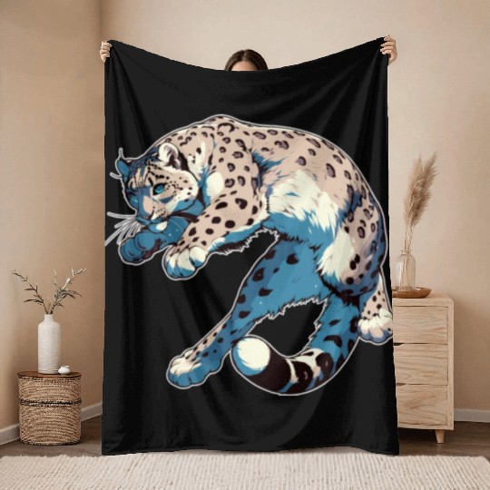 Snow Leopard Leopard White Leopard Throw Blankets
