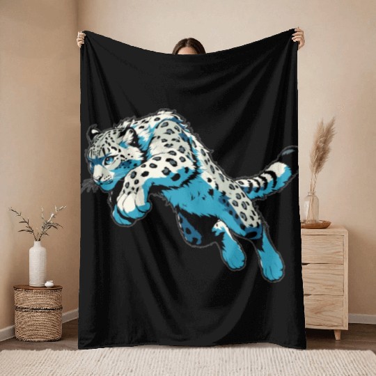 Snow Leopard Leopard White Leopard Throw Blankets