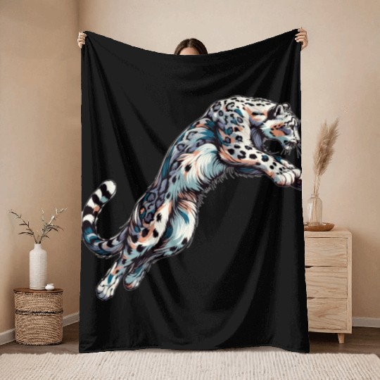 Snow Leopard Leopard White Leopard Throw Blankets