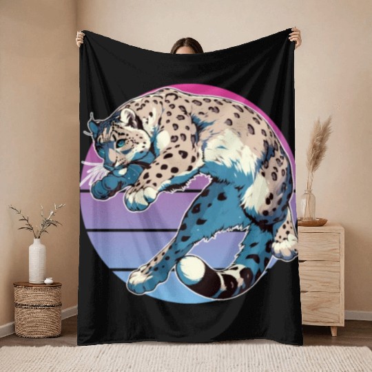 Snow Leopard Leopard White Leopard Throw Blankets