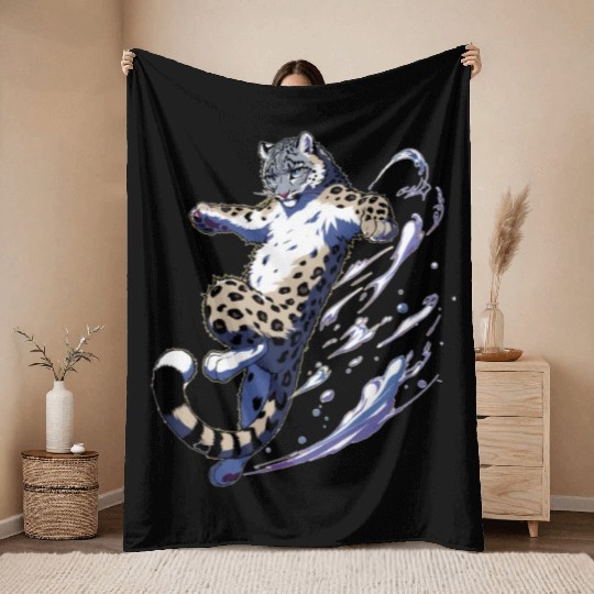 Snow Leopard Leopard White Leopard Throw Blankets