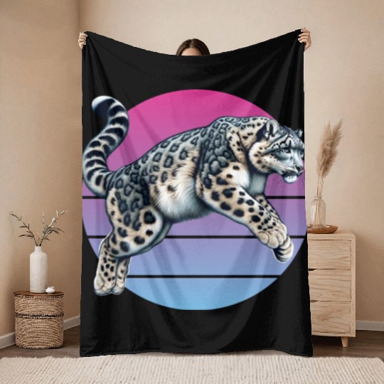 Snow Leopard Leopard White Leopard Throw Blankets