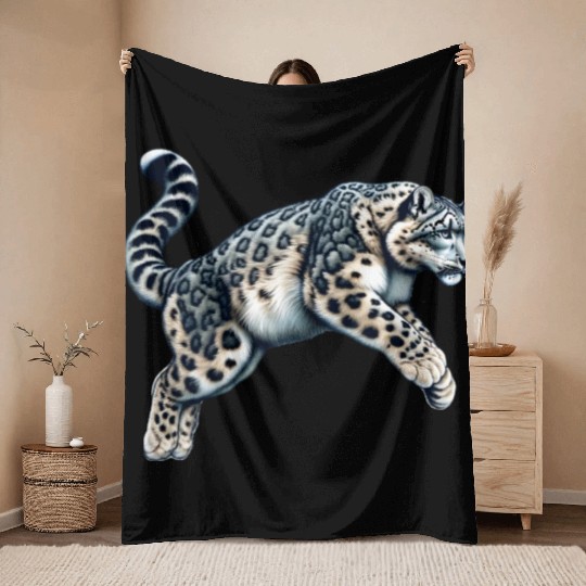 Snow Leopard Leopard White Leopard Throw Blankets