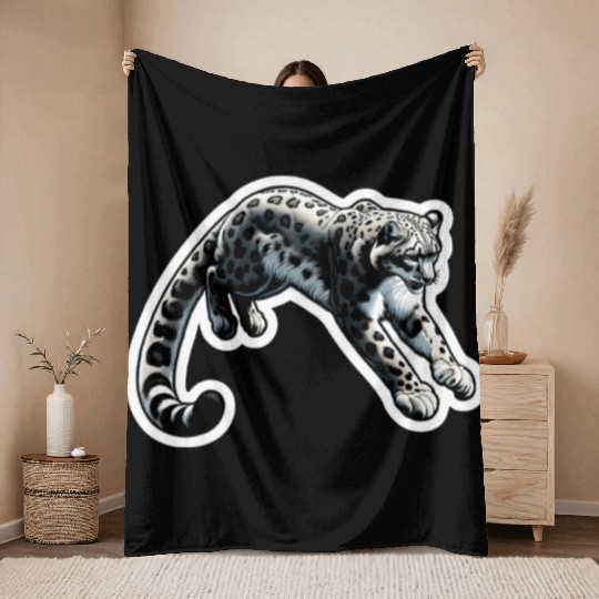 Snow Leopard Leopard White Leopard Throw Blankets