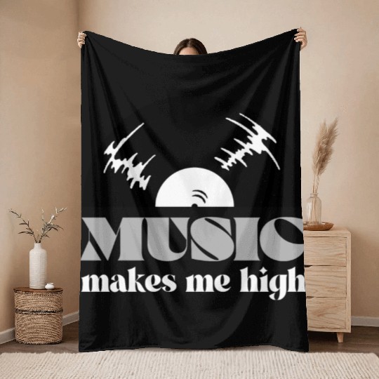 Music makes me high Vinyl Throw Blankets
