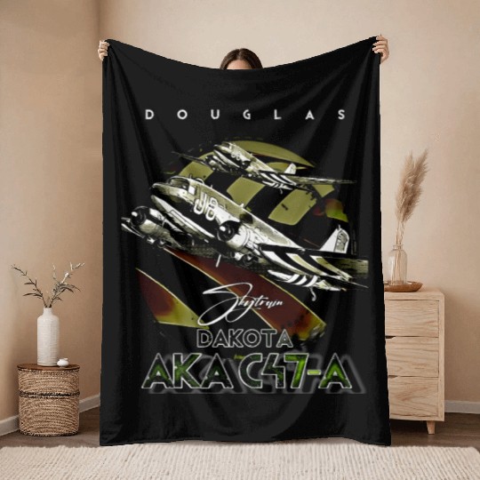 Douglas AKA C-47 Dakota Skytrain Military Version Throw Blankets