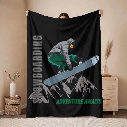 Snowboarding 1 Throw Blankets