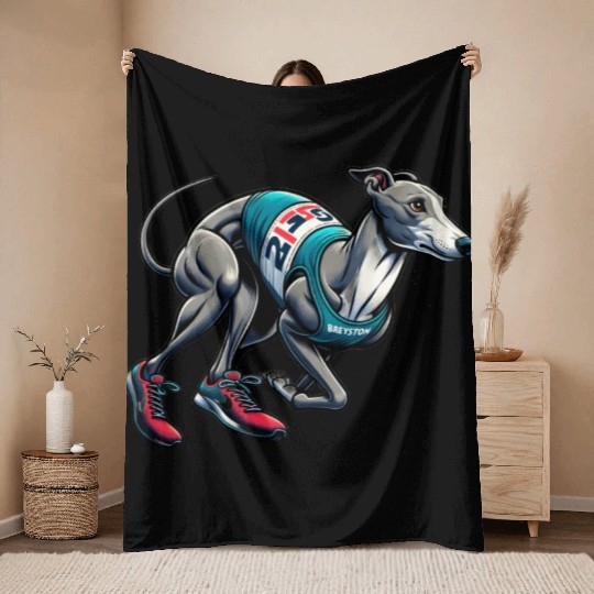 Marathon Master: Greyhound's Race Day Throw Blankets