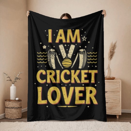 i am cricket lover Throw Blankets