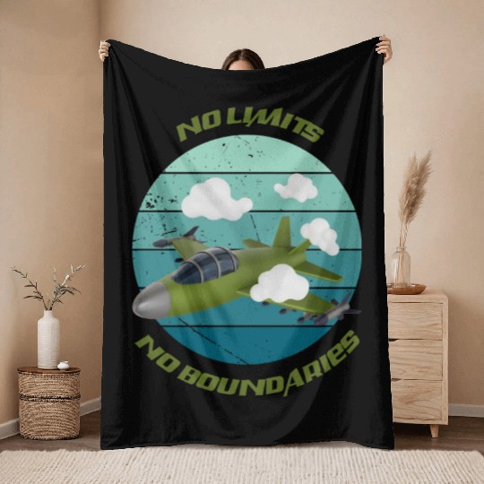 No Limits No Boundaries Jet Design Throw Blankets
