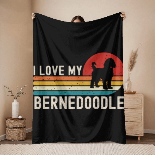 I Love My Bernedoodle Throw Blankets
