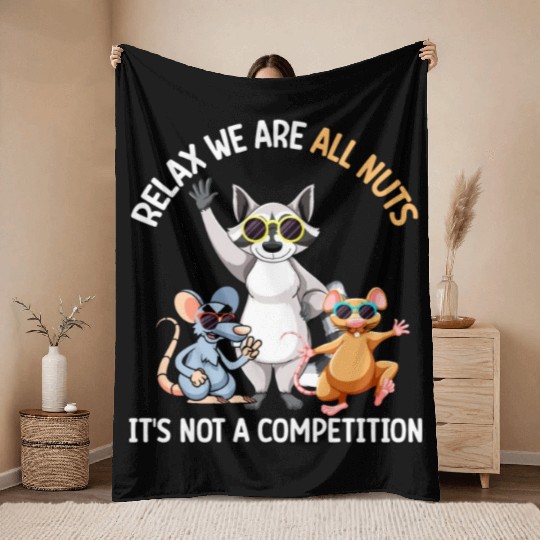 Funny Raccoon Mouse and Rat Throw Blankets