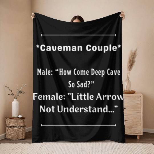 Caveman Couple Throw Blankets