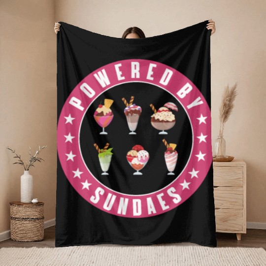 Powered By Sundaes Throw Blankets